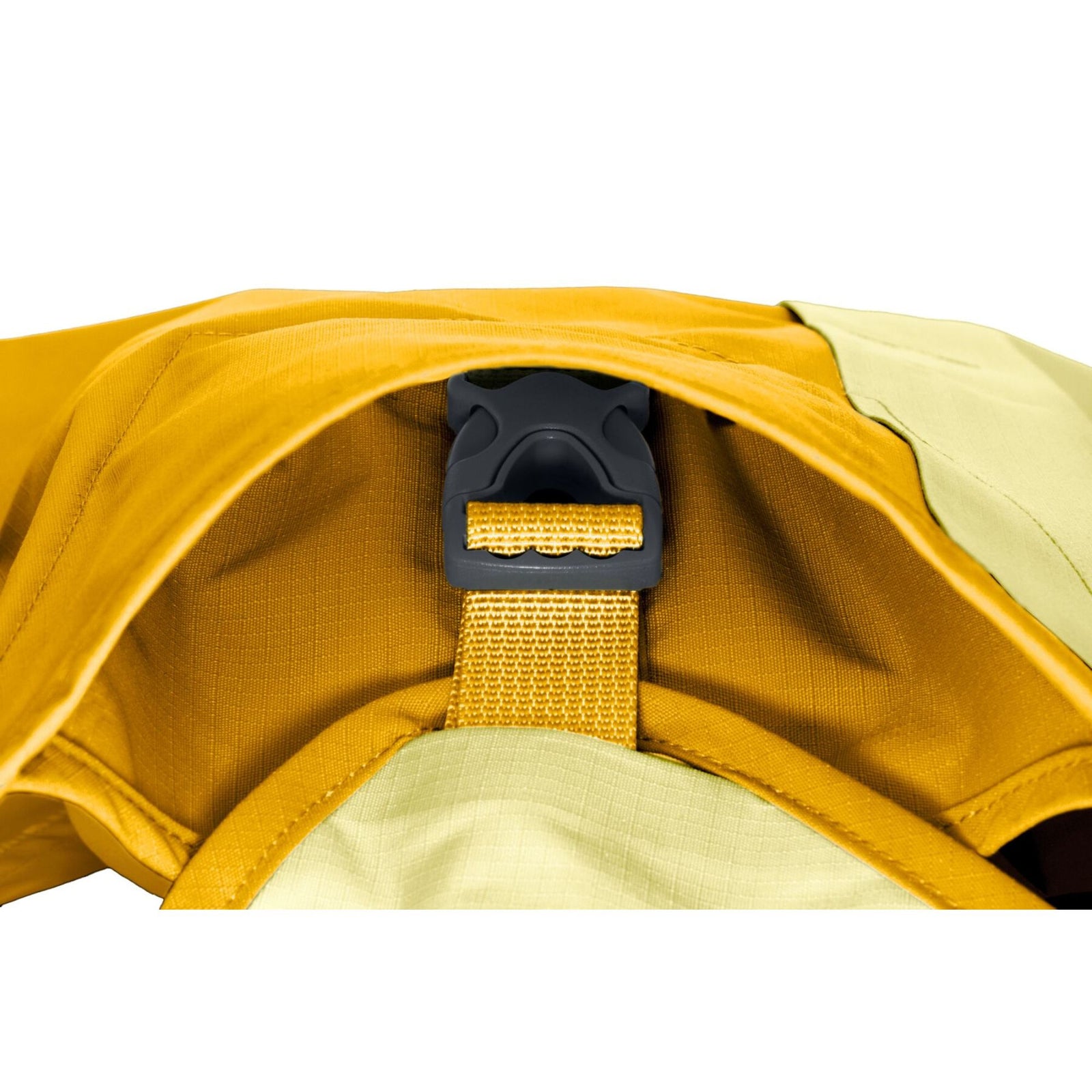 Ruffwear Sun Shower Jacket buckle and fastening detail mineral yellow