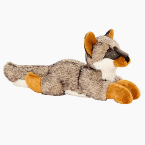 Fluff & Tuff Sterling Silver Fox squeaky plush dog toy, medium size, 15 inches long