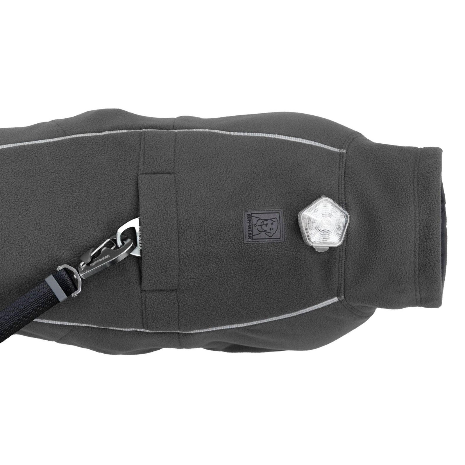 Ruffwear Climate Changer Fleece Vest, back view showing leash portal