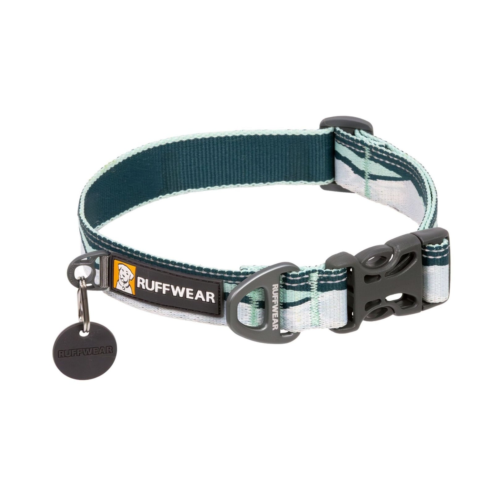 Ruffwear Crag Reflective Dog Collar in Desert Spice - warm tan geometric camo pattern with side-release buckle and integrated reflectivity - Barks & Bunnies, UK Ruffwear stockist