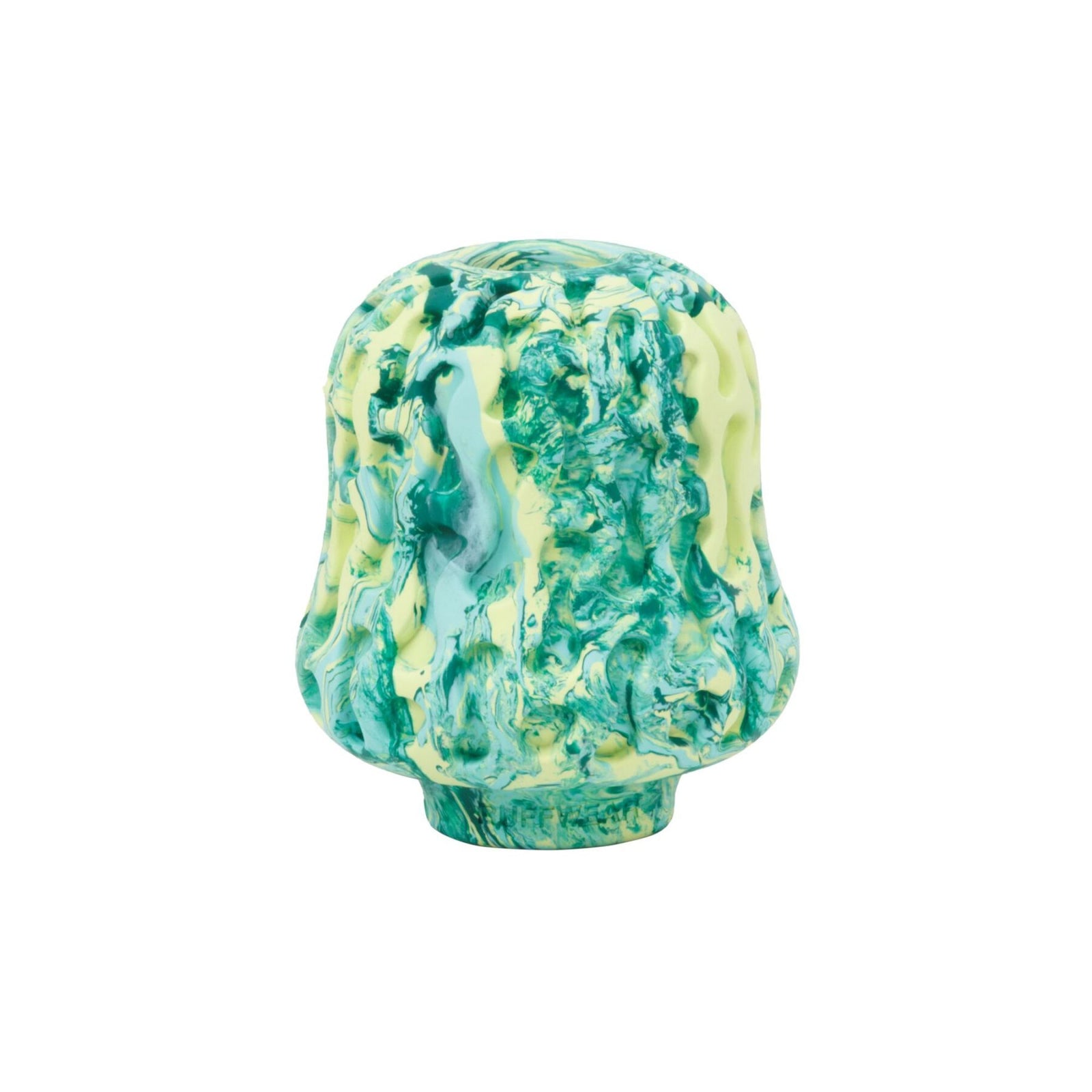 Ruffwear Morel dog enrichment toy in Blue Prism - mushroom-shaped natural latex rubber treat-dispensing toy with textured exterior for lickable treats, white background