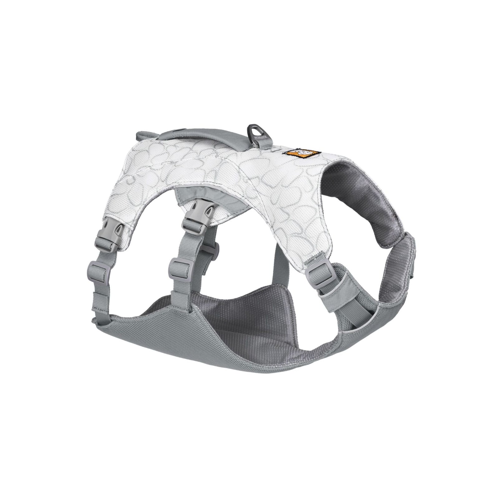Ruffwear Swamp Cooler Dog Cooling Harness in Biolumin Blue, front view, on white background
