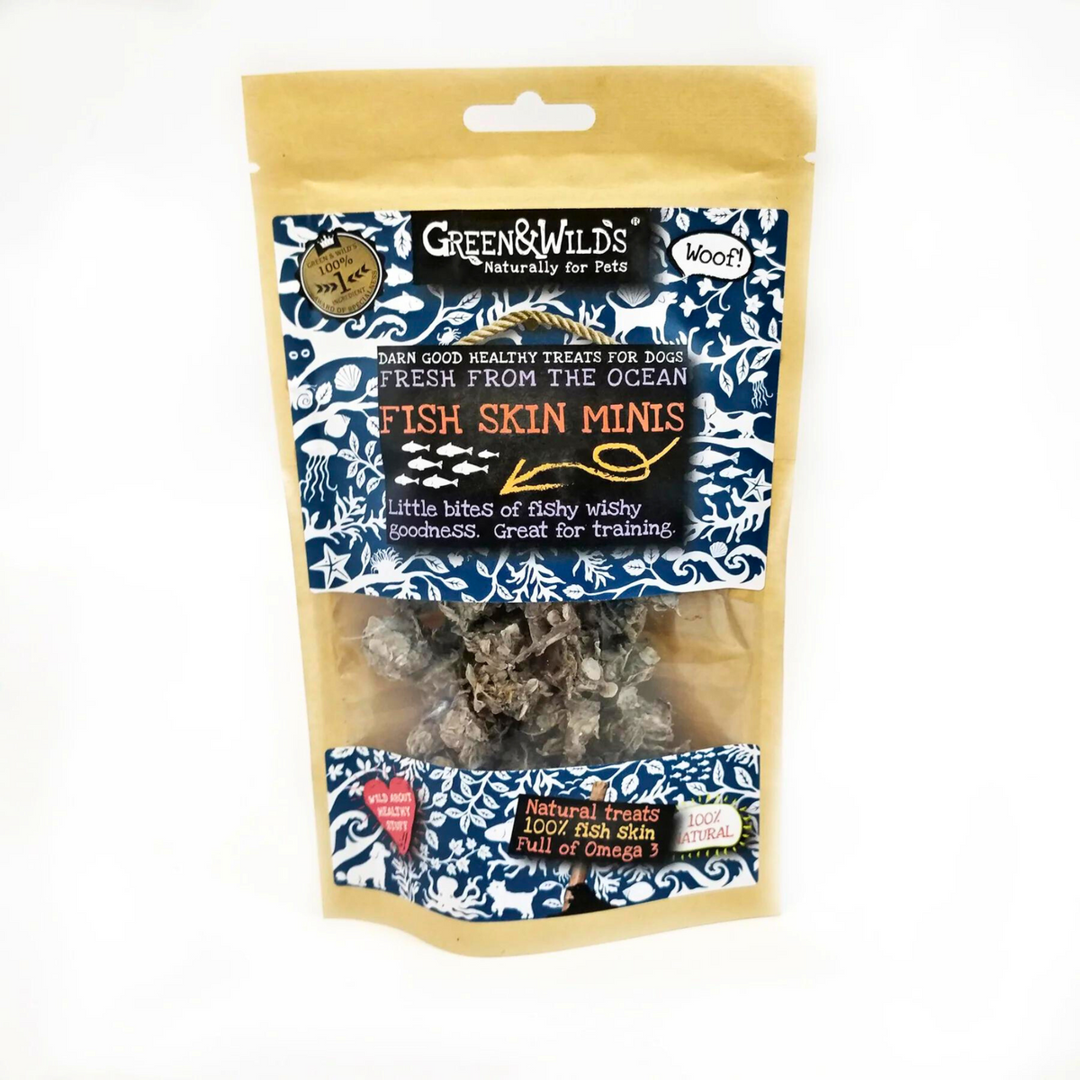 Green &amp; Wilds Fish Skin Minis, Fish Dog Treats | Barks &amp; Bunnies