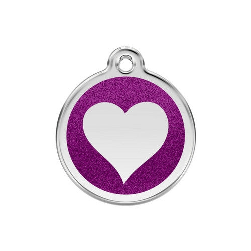 Red Dingo Glitter Heart Dog Tag, Enamel Pet Tag UK | Barks &amp; Bunnies