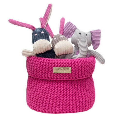 Bowl &amp; Bone Republic Cotton Basket Pink, Dog Toy Storage | Barks &amp; Bunnies