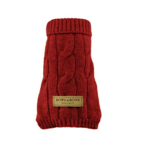 Bowl &amp; Bone Aspen Pullover Red, Warm Wool Dog Coat | Barks &amp; Bunnies