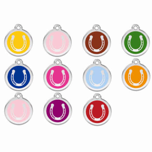 Red Dingo Dog ID Tags UK, Enamel Lucky Horseshoe | Barks & Bunnies